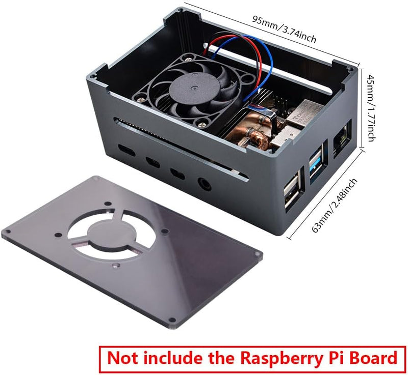 GeeekPi Raspberry Pi 4 Aluminum Gehäuse mit Ultra Thin Ice Tower Cooler,Raspberry Pi 4 Gehäuse mit 4