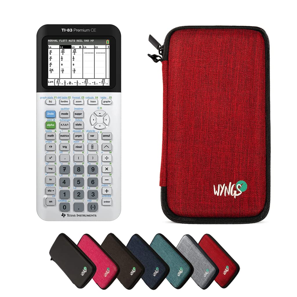CALCUSO Sparpaket: TI-83Premium CE Grafikrechner + WYNGS Schutztasche rot + Erweiterte Garantie von