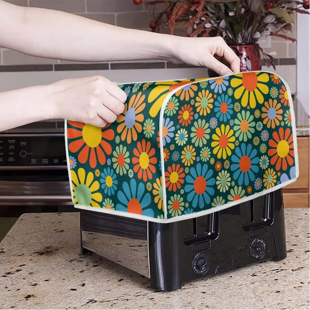 Toaster-Abdeckung mit Blumenmotiv und Gänseblümchen-Motiv, 2 Scheiben, Hahn-Muster, Brot-Toaster, Of