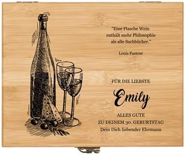 Maverton Weinöffner-Set personalisiert Weinset Sommelier Set - Geschenkbox Holzbox + 8er Weinzubehör