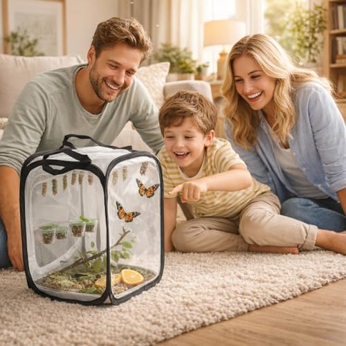 Insekten-Lebensraumkäfig Grosser Tragbarer Faltbarer, Haltbarer Mottenschmetterling Belüftete Tierzu