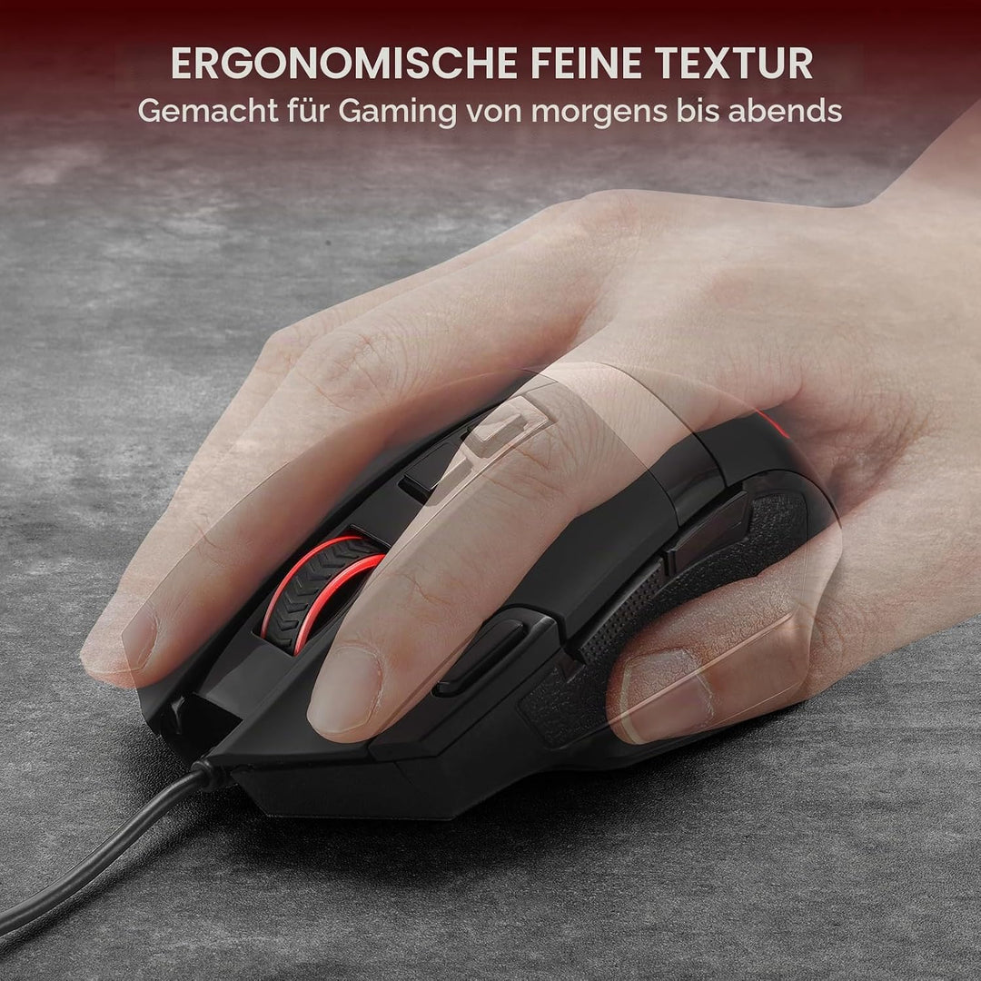 Redragon M619 RGB Gaming Maus Kabelgebunden Optisch 12800 DPI | 8 Programmierbare Tasten Ergonomisch
