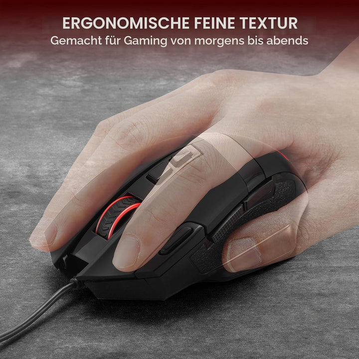 Redragon M619 RGB Gaming Maus Kabelgebunden Optisch 12800 DPI | 8 Programmierbare Tasten Ergonomisch