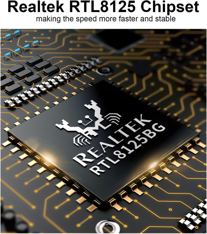 QSFPTEK 2.5G-T Realtek RTL8125B Netzwerkkarte (2 RJ45 Port), 2.5 Gigabit Dual RJ45 Port PCI-E Ethern