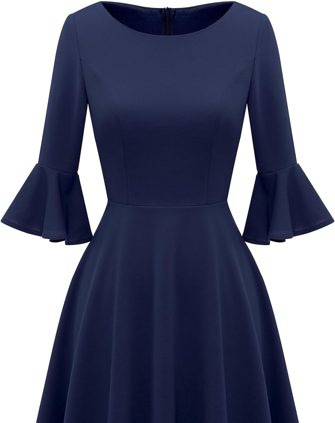 Gardenwed Festliches Kleid Damen 3/4 arm Flare Bell Sleeve Rundhals Kleider High-Low Cocktailkleider