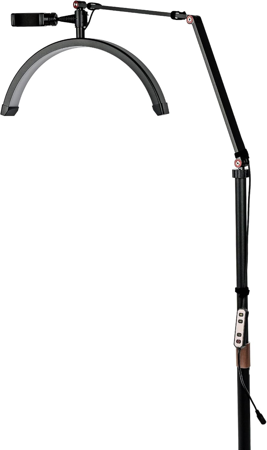 Halbmond-Bodenfülllicht 20W LED Beauty Licht dimmbar 360° drehbar Telefonhalter Stativ HD-M2X Black