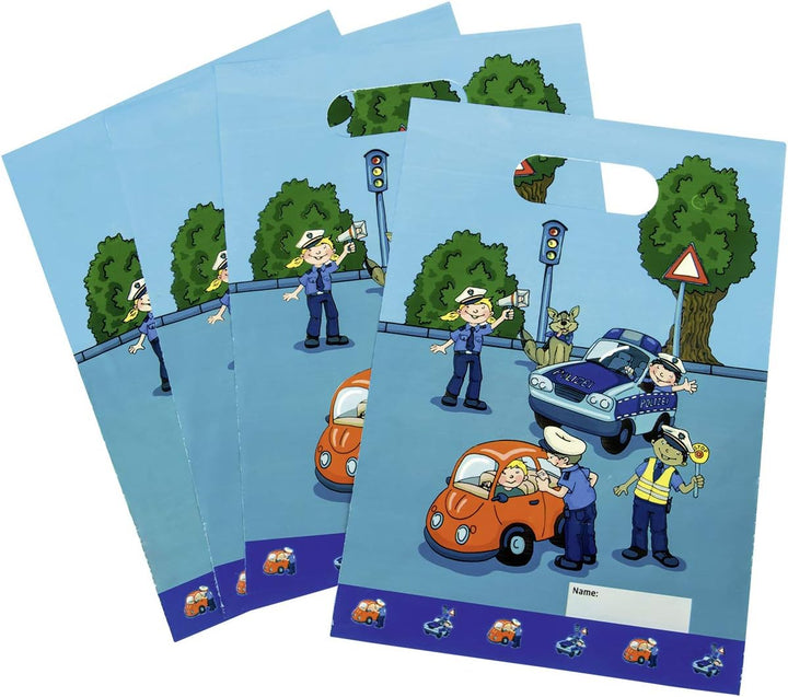 TIB Heyne 19530 - Partykoffer Polizei, 62 Teile, Partygeschirr und Dekoration, Kindergeburtstag