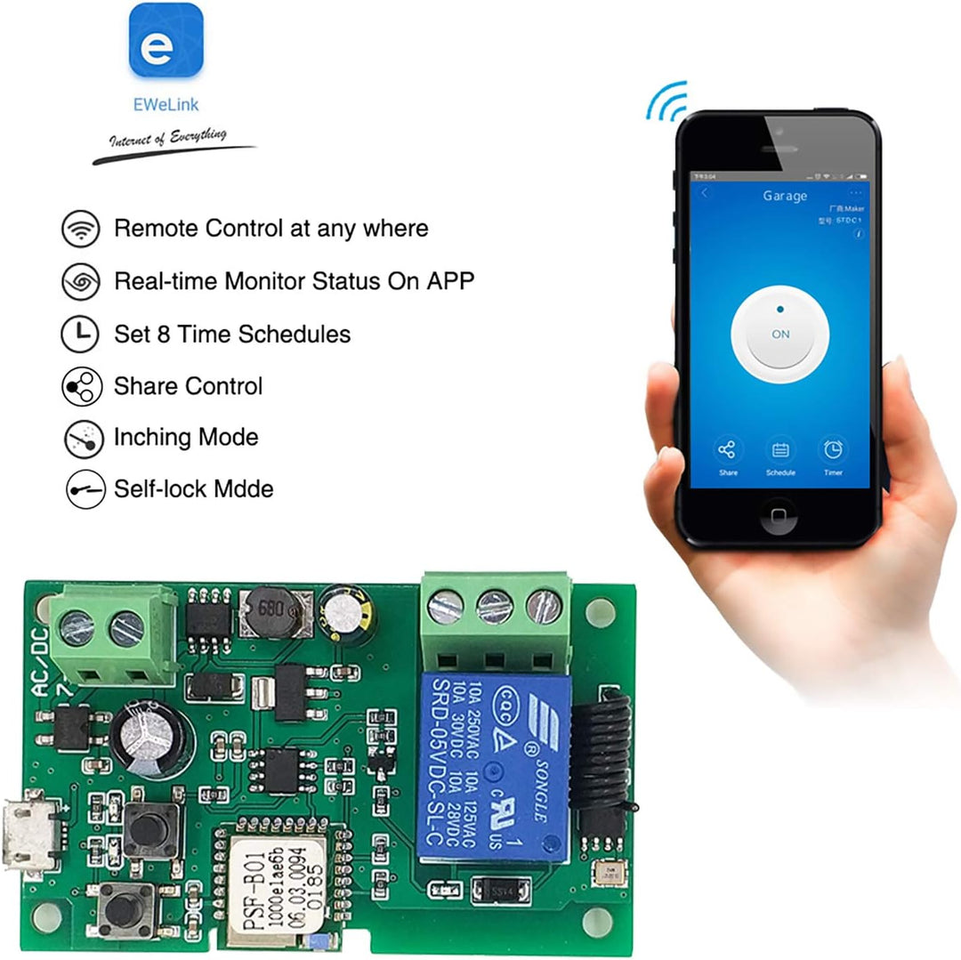 Newgoal 1 Kanal WiFi Wireless Smart Switch Relay Modul für Smart Home Fernbedienung DC 5 V/12 V, Kom