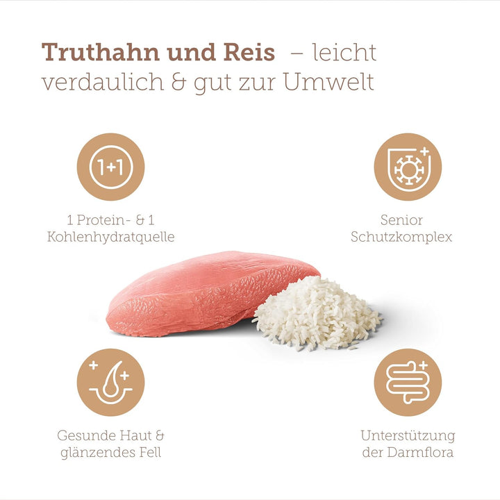 MERA pure sensitive Senior Truthahn und Reis Hundefutter – Trockenfutter für die tägliche Ernährung