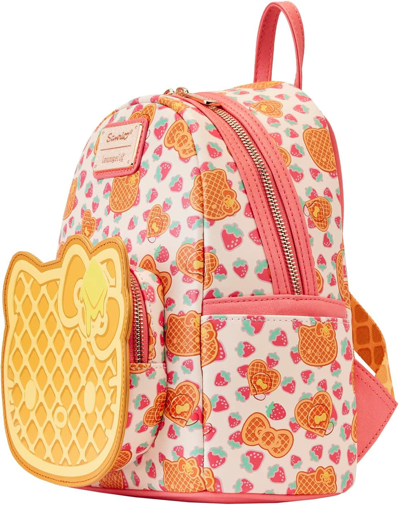 Loungefly Mini Backpack Hello Kitty Breakfast Waffle Nue offiziell Sanrio Rosa One Size