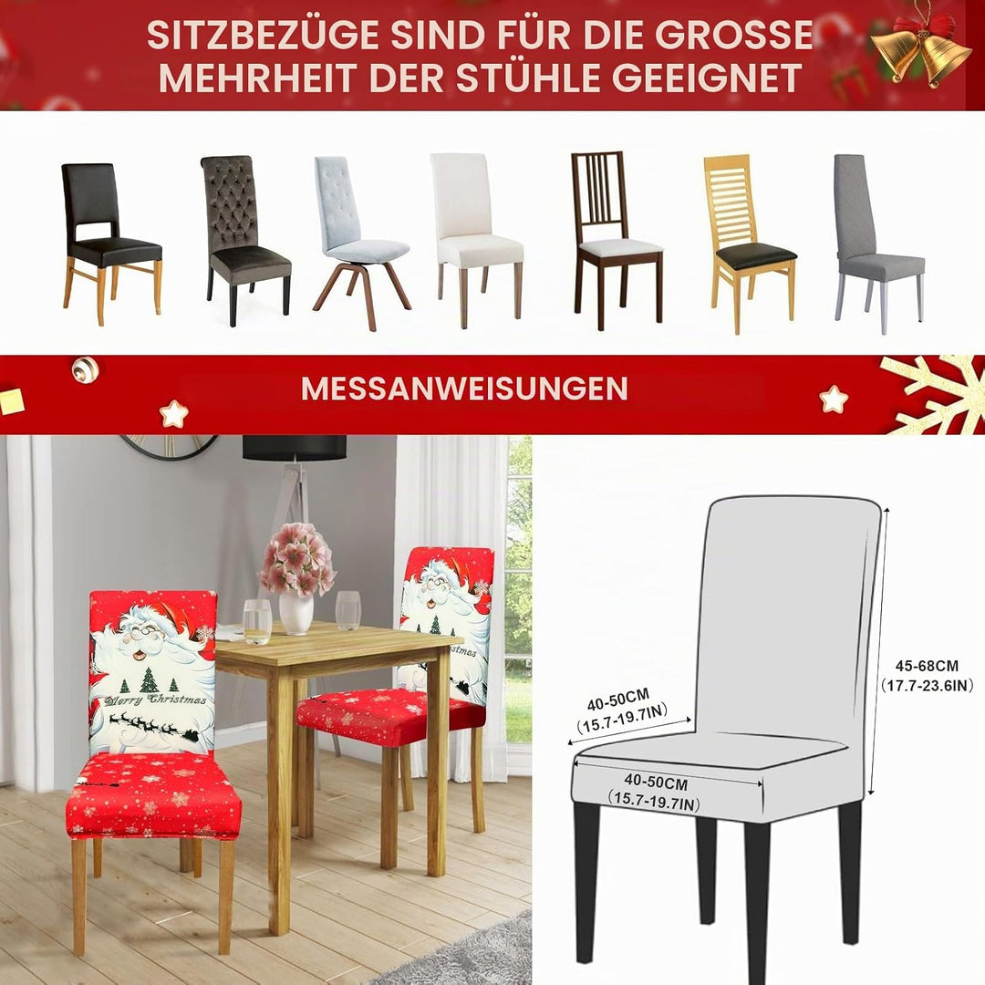 FIGOOO Stuhlhussen Weihnachten 4er Set Stretch Stuhlhussen für Esszimmerstühle Elastisch Moderne Uni