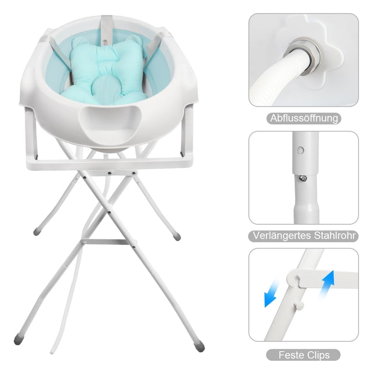 Baby Badewanne Faltbare Babybadewanne, Baby Bathtub Babywanne Wanne Faltbar mit Badewannenhocker, Ru