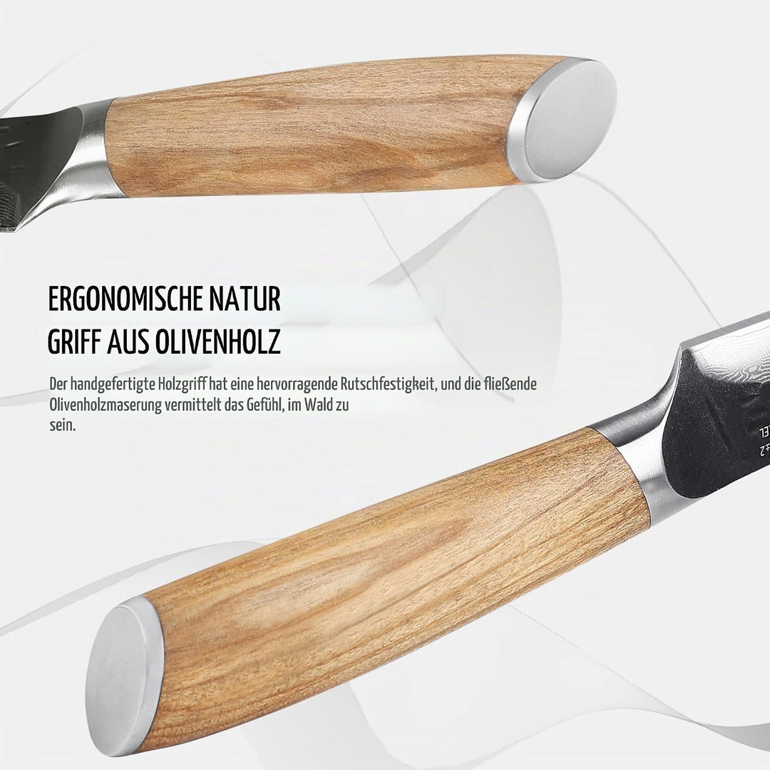 hecef Damastmesser Gemüsemesser Schälmesser 12.7 CM, Schärfer Küchenmesser klein, Allzweckmesser mit