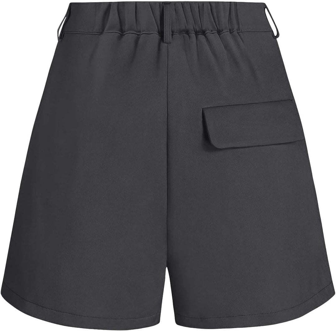 Frauen Casual Elastische Taille In Der Rückseite Plissee Herren Shorts Mit Innenslip 16 Grau XL, Gra