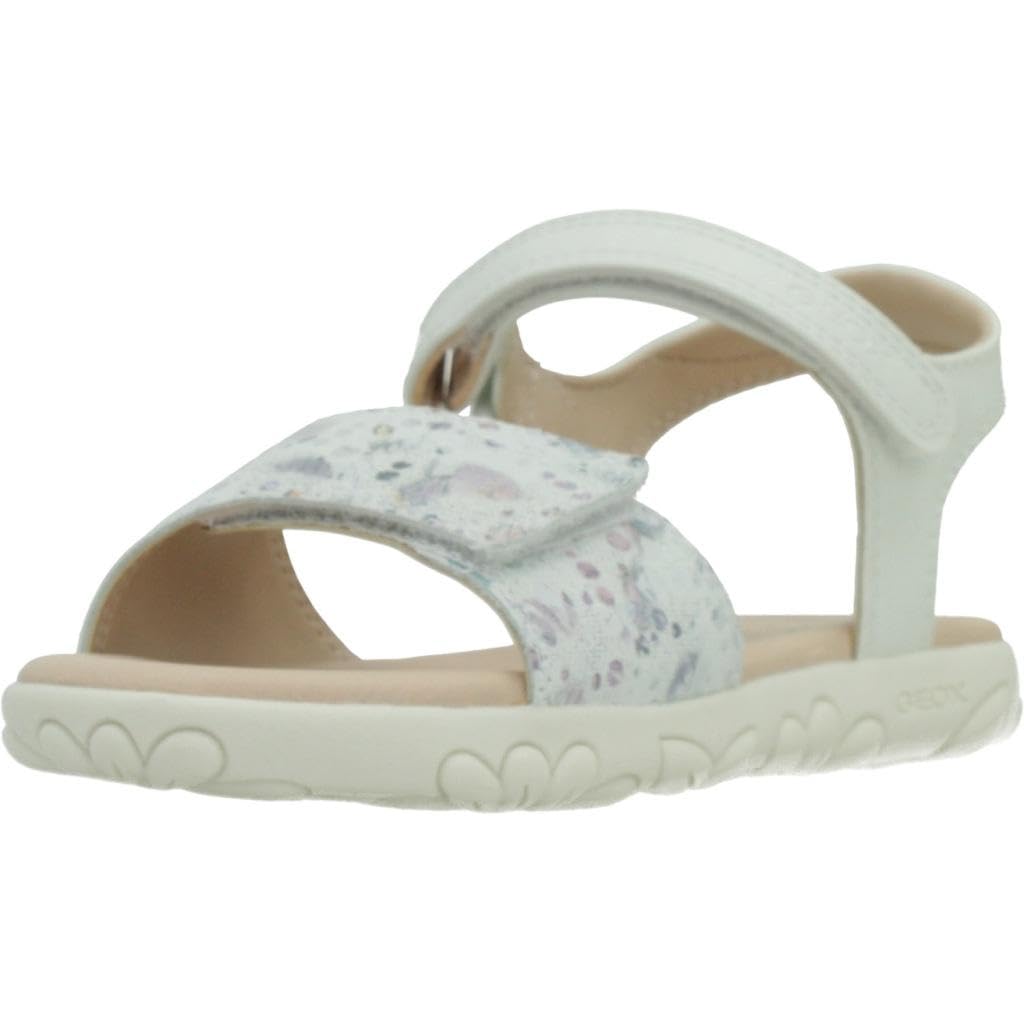 Geox Mädchen J Haiti Girl Sandal, Off White Multicolor