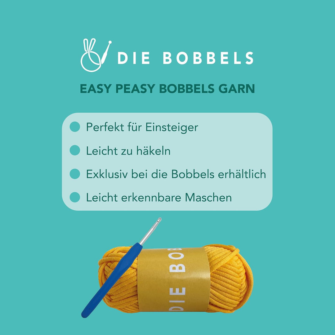 Die Bobbels“ Einsteiger Häkelset für Anfänger mit kinderleichtem Garn, Hilfsmitteln und Schritt-für-