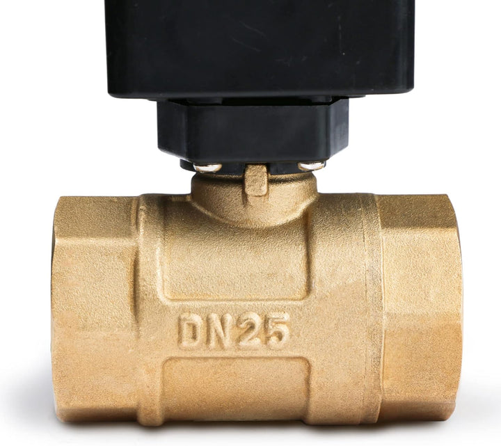 Motorisierter Kugelhahn – 1” Messing-Kugelhahn mit Standardanschluss, 9–36 V AC/DC, 2-Draht-Auto-Ret