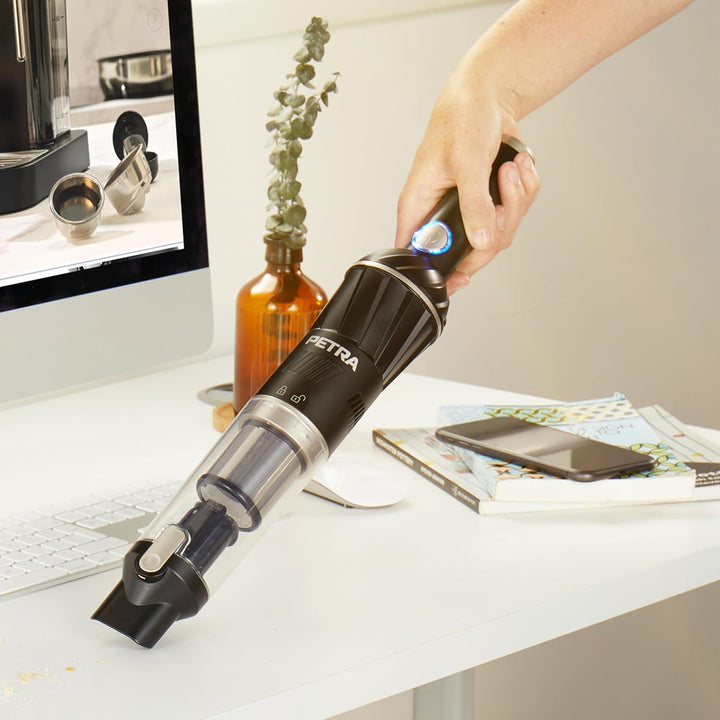Petra 11,1V Kabelloser Handstaubsauger – mit Ladestation, leicht, kompakt, 100ml Staubbehälter, Auto