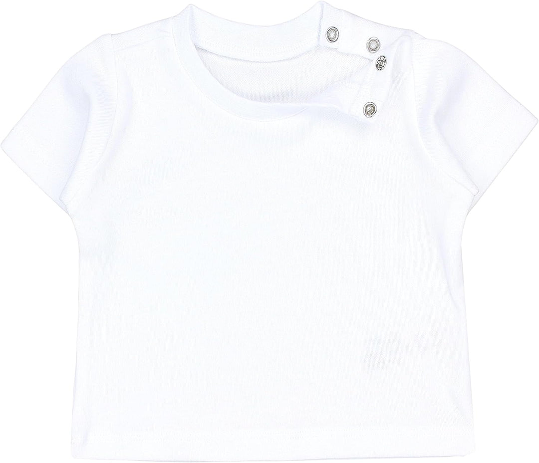 TupTam Baby Jungen Kurzarm T-Shirt mit Aufdruck Unifarben Sterne Streifen 5er Set, 56 Wei&#xDF;