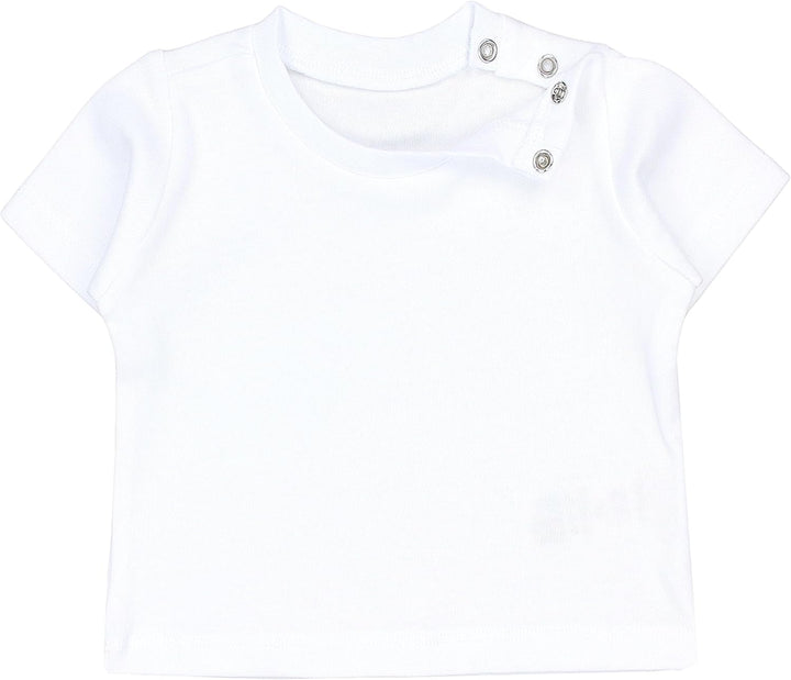 TupTam Baby Jungen Kurzarm T-Shirt mit Aufdruck Unifarben Sterne Streifen 5er Set, 56 Wei&#xDF;