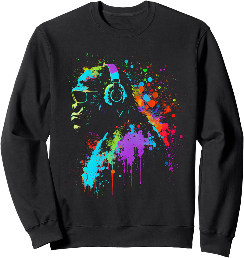 Affe Monkey DJ Kopfhörer & Sonnenbrille Party Gorilla Musik Sweatshirt