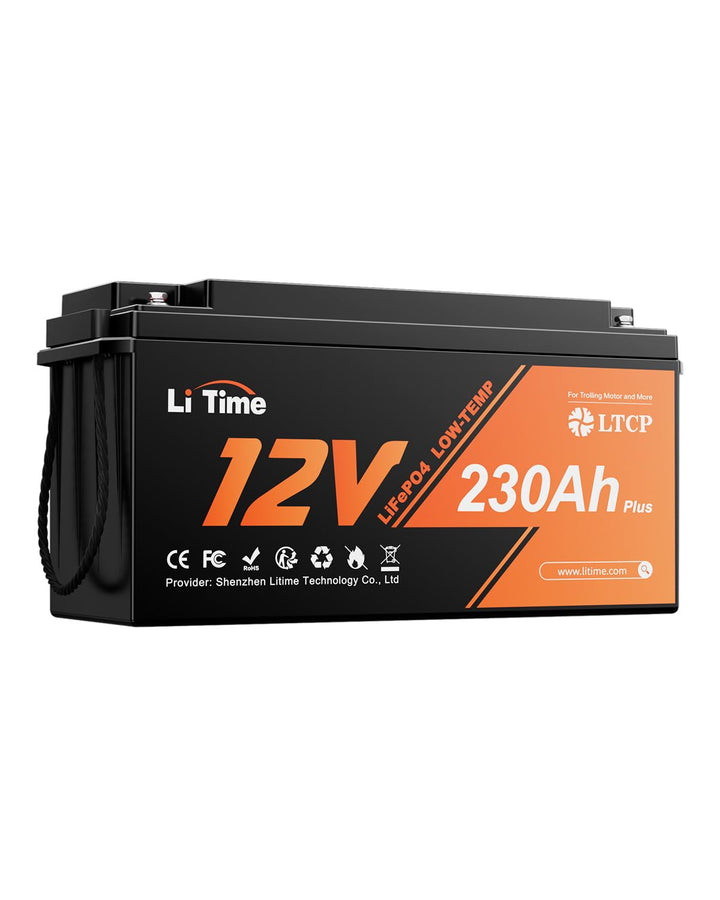 Litime 12V 230Ah Plus Low-Temp-Schutz LiFePO4 Batterie Eingebautes 200A BMS, Max 2944Wh Energie, Lit