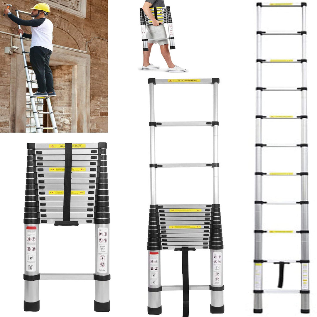 4,4M Teleskopleiter, Mehrzweckleiter Aluminium, 150 kg/330 Pfund Belastbarkeit, Ausziehbar Aluleiter