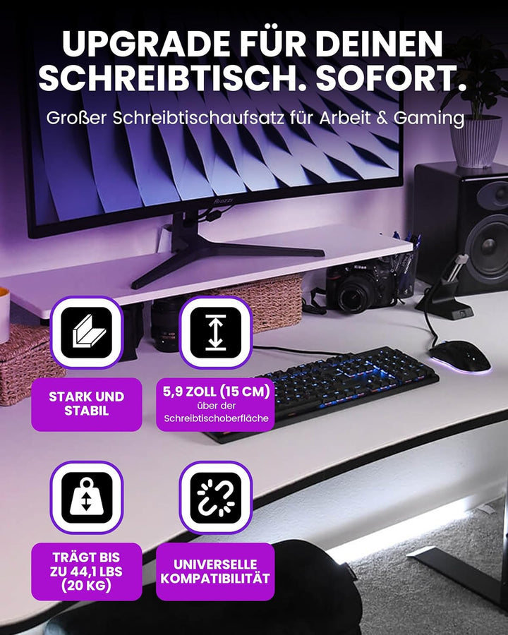 Arozzi Desk Riser Gross – Monitorständer für Zwei Bildschirme, Zusätzliche Schreibtischablage, Robus
