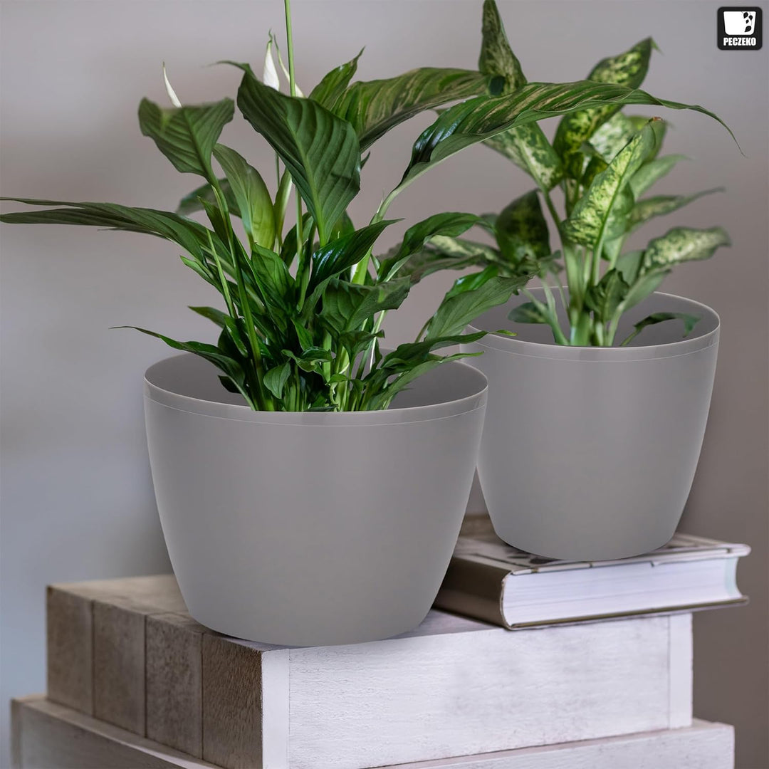PECZEKO Glänzende Blumentöpfe - Deko Pflanztopf für Blumen & Kräuter - Langlebige & leichte runde Ku