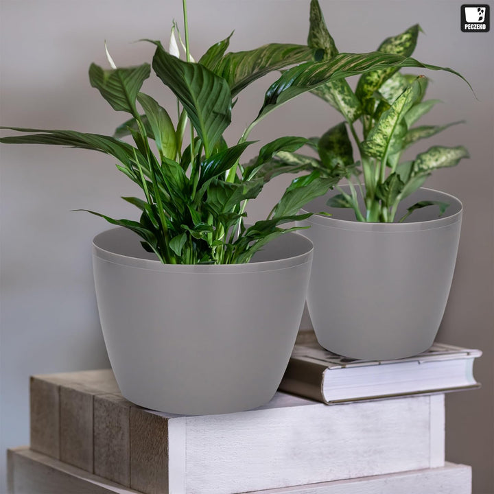 PECZEKO Glänzende Blumentöpfe - Deko Pflanztopf für Blumen & Kräuter - Langlebige & leichte runde Ku