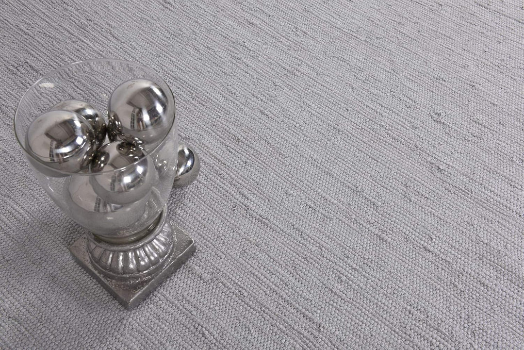 Theko | Dhurry Teppich aus 100% Baumwolle Flachgewebe Teppich Happy Cotton | handgewebt | Farbe: Gra