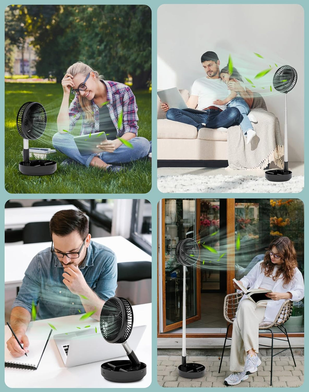 Tragbarer oszillierender Ventilator, höhenverstellbarer Ventilator mit Fernbedienung, faltbarer Vent