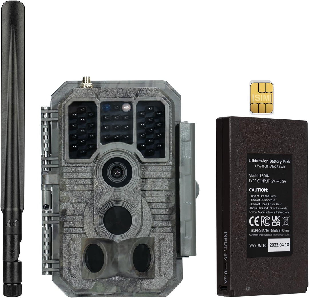 Meidase S960 4G LTE Wildkamera mit Wiederaufladbarem 8000-mAh-Lithium-Akku, Wildtierkamera Handyüber
