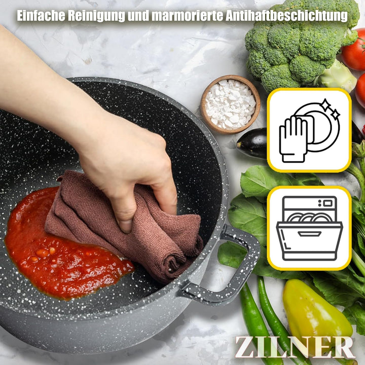 Kochtopf Set Induktion - Topfset mit Glasdeckel - Töpfe für alle herdarten - Antihaftbeschichtung- Z