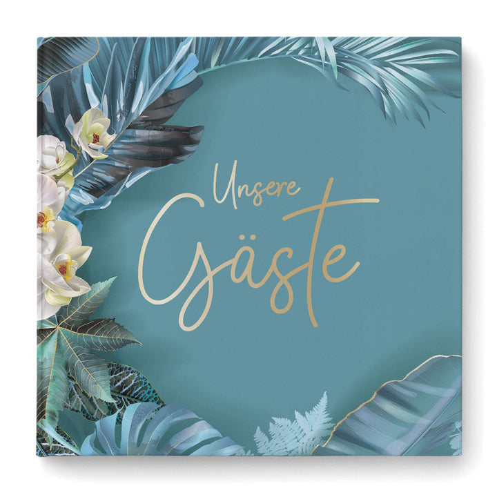 DeinWeddingshop Gästebuch Hochzeit | mit Fragen - quadratisch | Mystery Gold | Hochzeitsgästebuch Ho