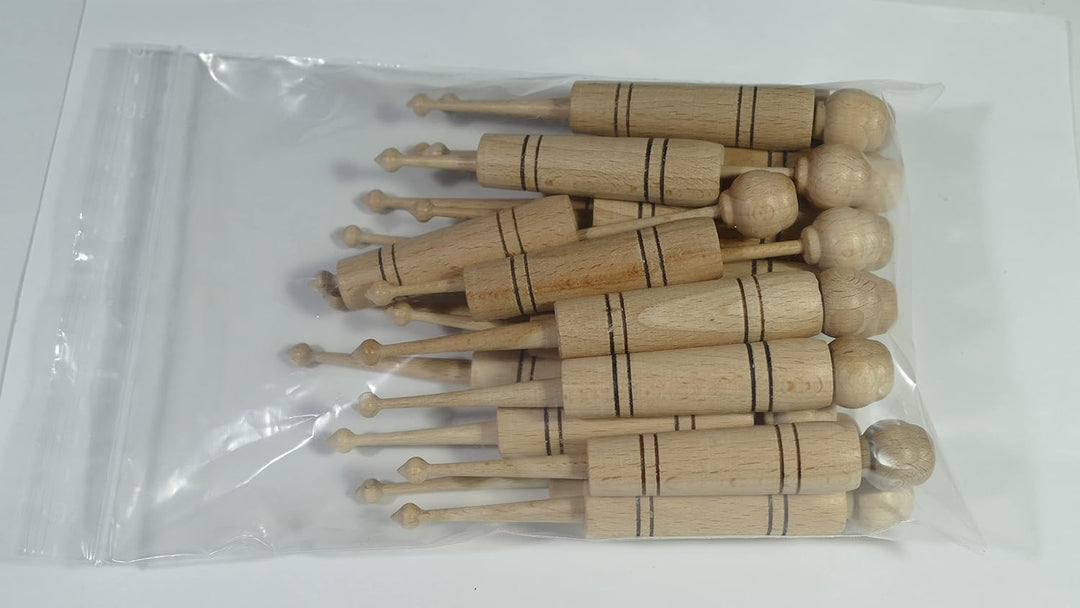 Klöppel Hand - Hülsenklöppel im 20er Beutel = 10 Paar aus gutem Buchenholz