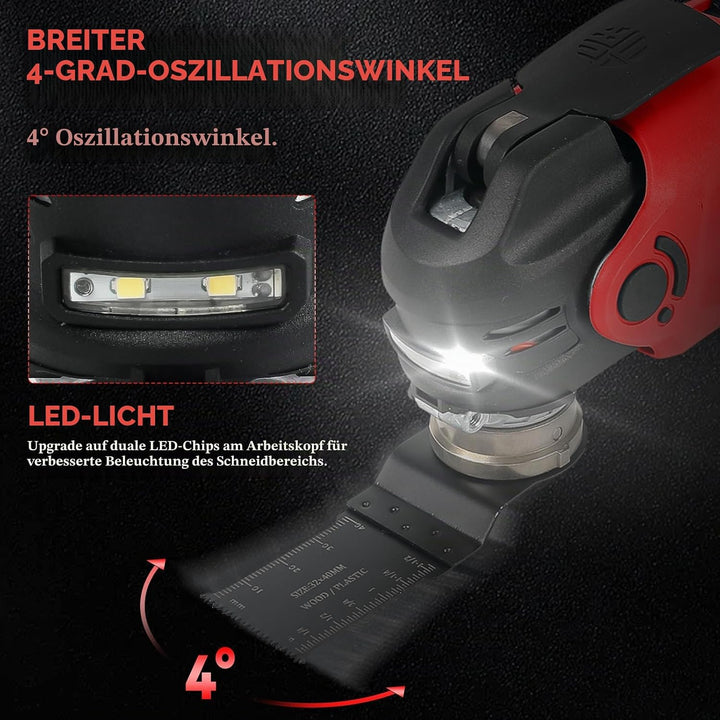 Multifunktionswerkzeug Akku Multitool Kompatibel mit Milwaukee M18 18V Bürstenlos Oszillierendes Wer