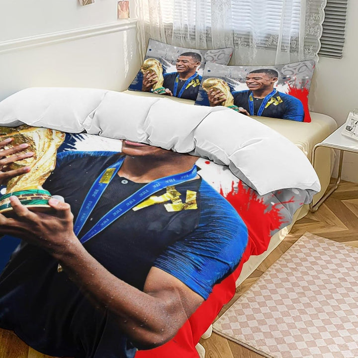 Fussball Star Bettwäsche 135x200 2-Teilig Mit Reissverschluss Microfaser Bettbezug Mit 80x80cm Kisse