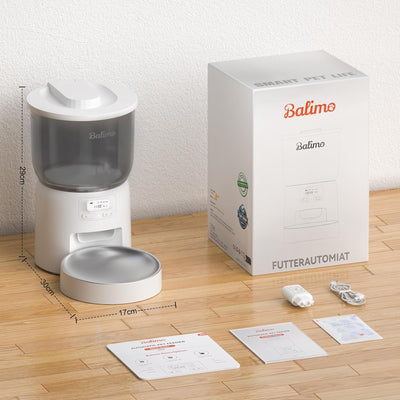 Balimo Dick 3L futterautomat Katze, Automatisches Katzen- Und Hundefutter Mit Getreideschale Aus Ede