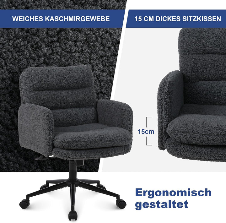 Youhauchair Schreibtischstuhl, Schminktisch Stuhl aus Kunstpelz, Bequemer Drehstuhl Schreibtisch Stu
