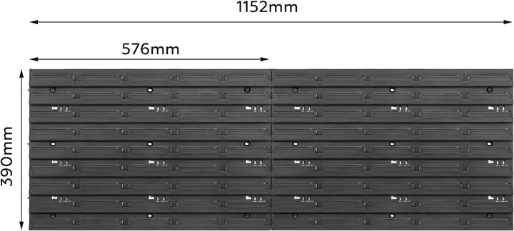 SimpleThing Lagersystem Werkstattregal | 115 x 39 cm | 55 stck. Box | Wandregal mit Stapelboxen - Wa