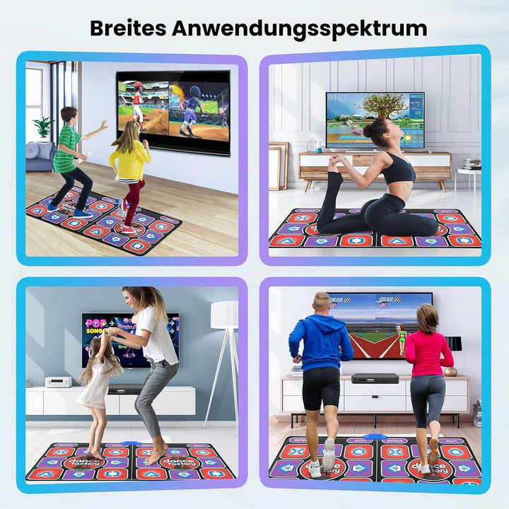 Tanzmatte Kinder Doppel, 12-Tasten Leucht-Tanzmatte mit Bluetooth, Dance Mat Interaktives Tanzspiel,