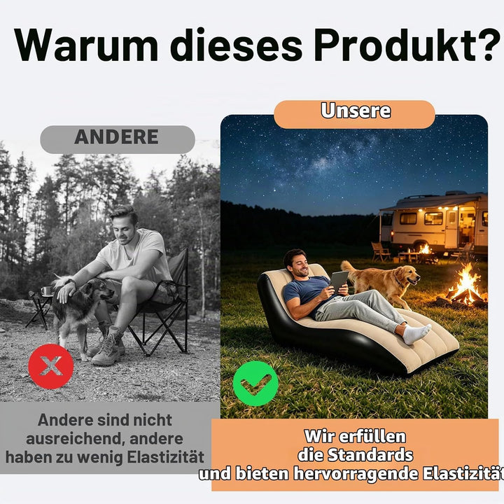 Aufblasbares Sofa, Aufblasbare Couch mit beflockter Oberfläche, Wasserdichtes Luftsofa, Sessel aufbl