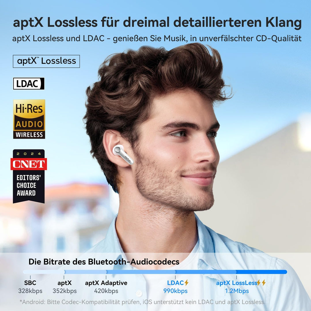 EarFun Air Pro 4 Bluetooth Kopfhörer mit Adaptive Hybride Geräuschunterdrückung, aptX Lossless, Hi-R