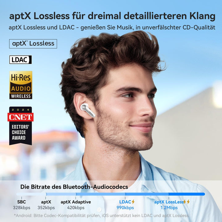 EarFun Air Pro 4 Bluetooth Kopfhörer mit Adaptive Hybride Geräuschunterdrückung, aptX Lossless, Hi-R