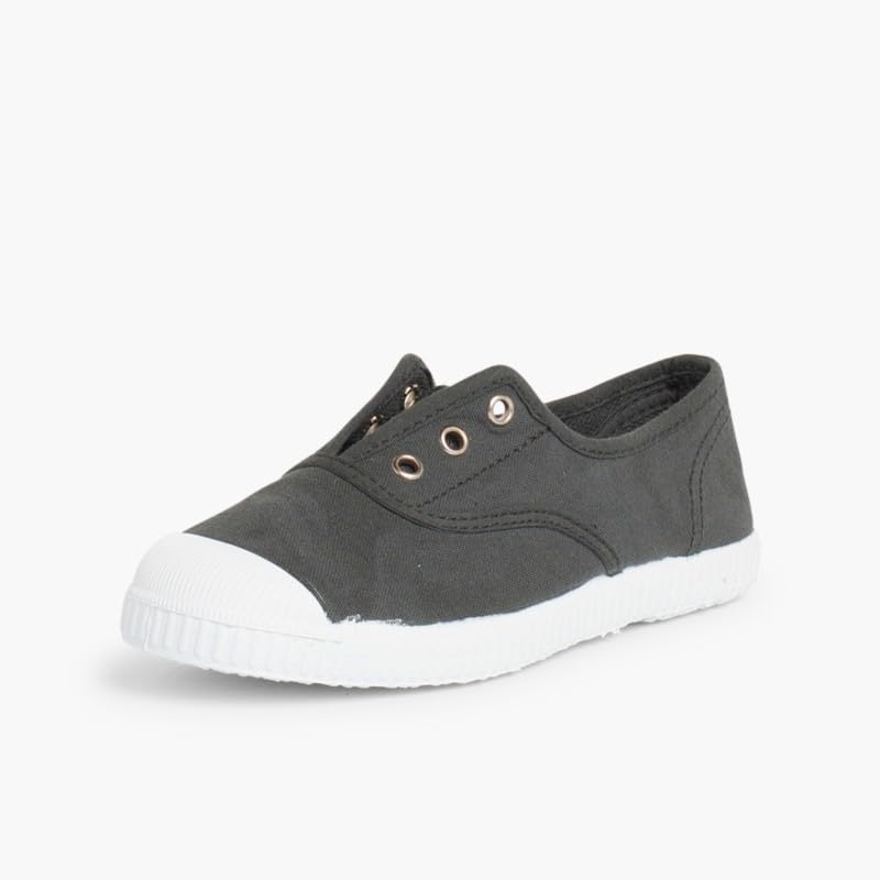 Pisamonas Leinwand-Sneakers Ohne Schnürsenkel Mit Gummispitze Anthrazit 21 EU, Anthrazit 21 EU