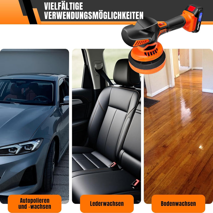 Poliermaschine Akku 21V, Auto Poliermaschine Set 22 pcs, Poliermaschine 12mm, Exzenter Polierer für