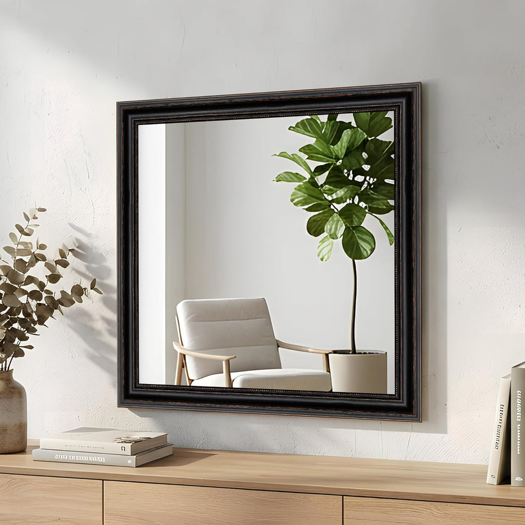 WANDStyle Spiegel Barock und Antik I Aussenmass: 70x70cm I Farbe: Schwarz I schwarzer Wandspiegel au