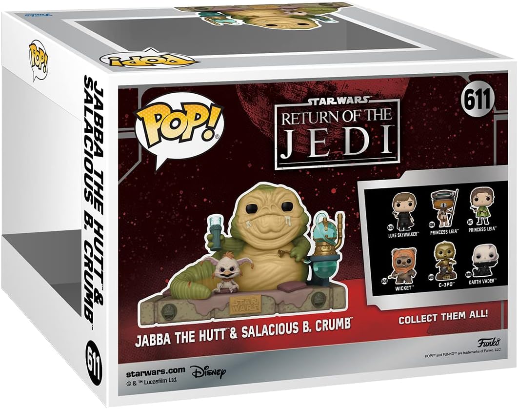 Funko Pop! Deluxe: RotJ 40th - Jabba mit Salacious - Star Wars - Vinyl-Sammelfigur - Geschenkidee -