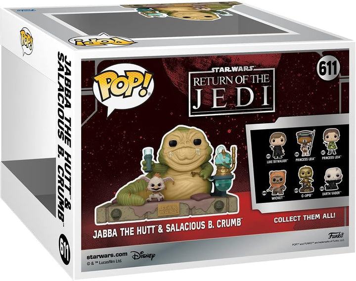 Funko Pop! Deluxe: RotJ 40th - Jabba mit Salacious - Star Wars - Vinyl-Sammelfigur - Geschenkidee -